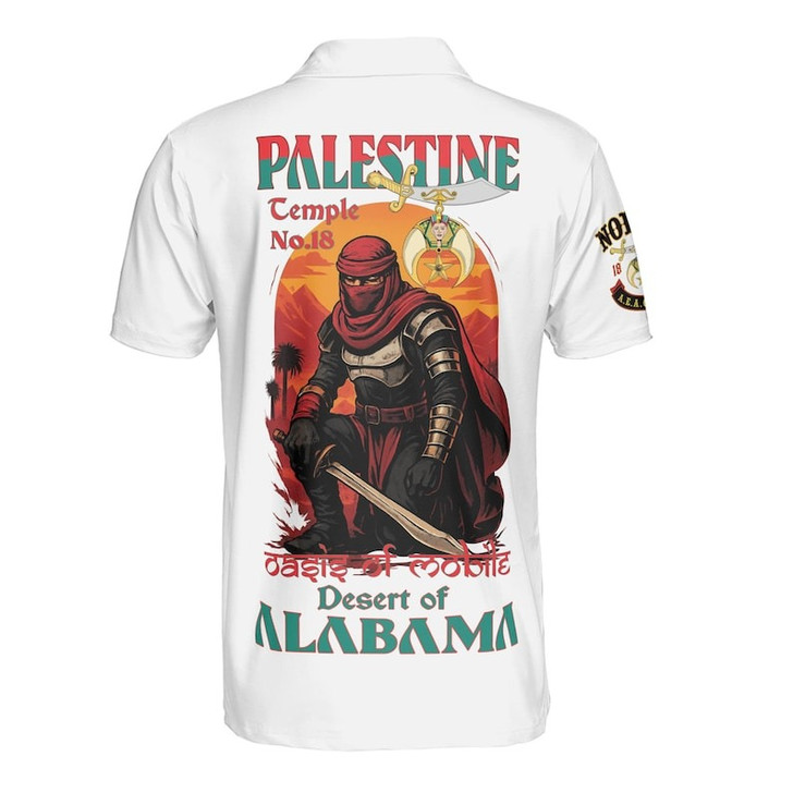 Custom Temple Name Nobles 1983 AEAONMS Warrior Sons Of The Desert Shriners Prince Hall 3D Men's Polo Shirt S-5XL