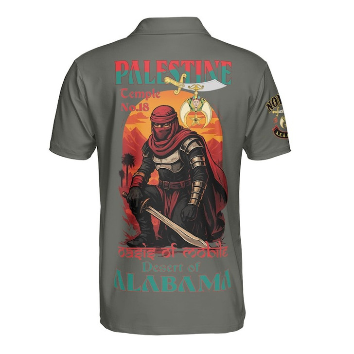 Custom Temple Name Nobles 1983 AEAONMS Warrior Sons Of The Desert Shriners Prince Hall 3D Men's Polo Shirt S-5XL