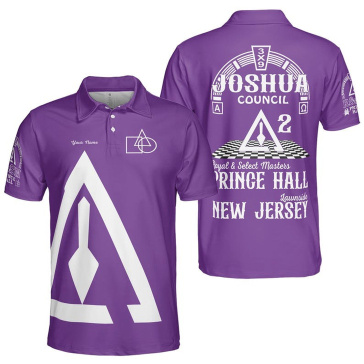 Custom Council Name Prince Hall Royal and Select Masters Freemasonry 3D Men's Polo Shirt S-5XL