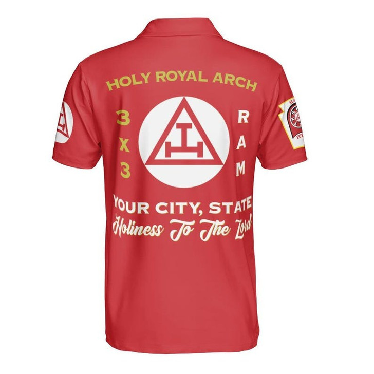Custom Name Holy Royal Arch Masonry York Rite Freemasonry Masonic 3D Men's Polo Shirt S-5XL