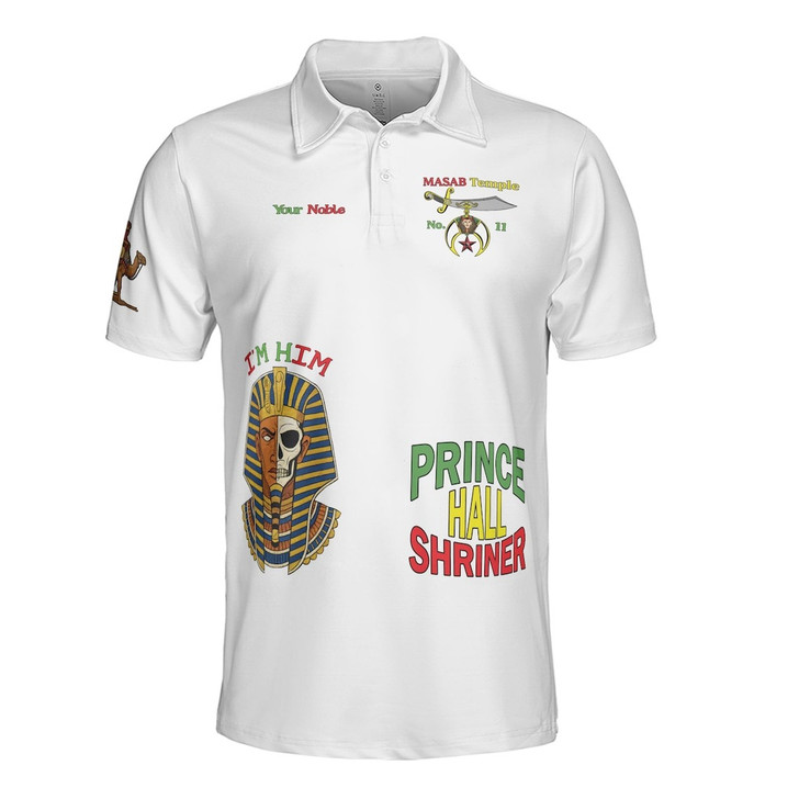 Custom Temple Name Nobles Mystic Shrine AEAONMS King Desert Prince Hall Shriner 3D Men's Polo Shirt S-5XL