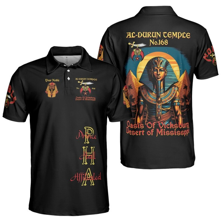 Custom Temple Name Nobles Mystic Shrine AEAONMS King Of The Desert Freemasonry 3D Men's Polo Shirt S-5XL