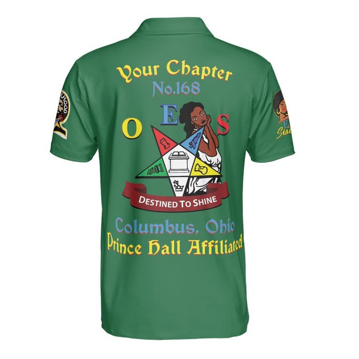 Custom Chapter Name OES Order of the Eastern Star Masonic Destined To Shine 3D Men's Polo Shirt S-5XL