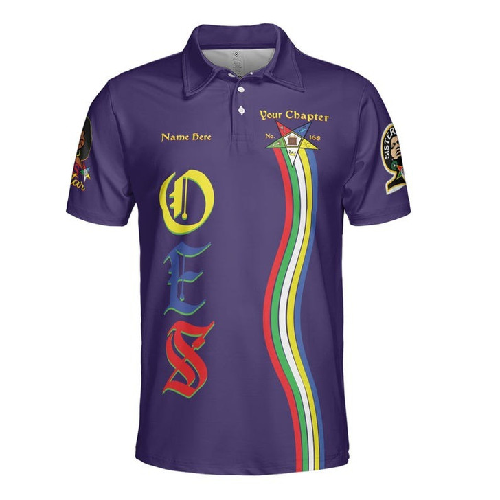Custom Chapter Name OES Order of the Eastern Star Masonic Destined To Shine 3D Men's Polo Shirt S-5XL
