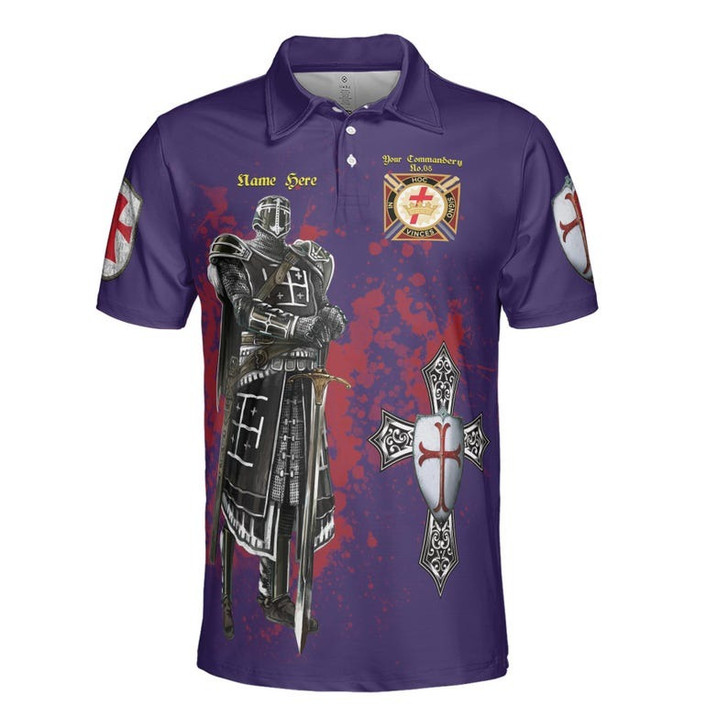 Customize Commandery Name Masonic Knights Templar Freemason 3D Men's Polo Shirt S-5XL