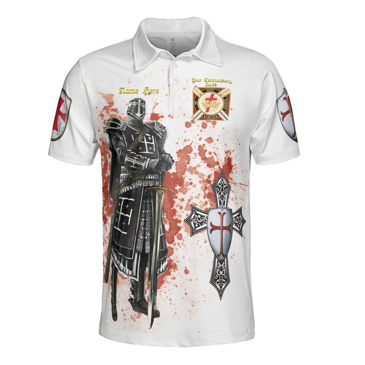 Customize Commandery Name Masonic Knights Templar Freemason 3D Men's Polo Shirt S-5XL