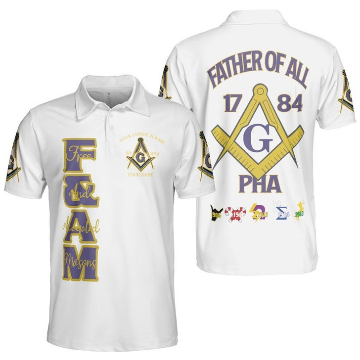 Personalized Lodge Name Prince Hall Mason Father Of All Freemason 3D Men's Polo Shirt S-5X