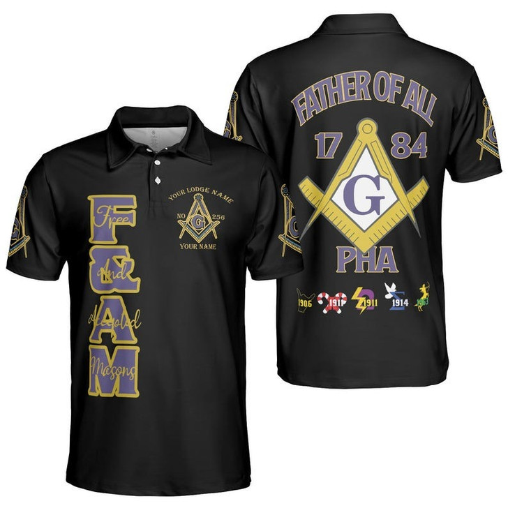 Personalized Lodge Name Prince Hall Mason Father Of All Freemason 3D Men's Polo Shirt S-5X