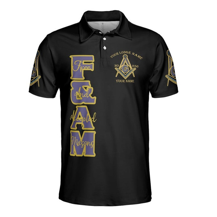 Personalized Lodge Name Prince Hall Mason Father Of All Freemason 3D Men's Polo Shirt S-5X