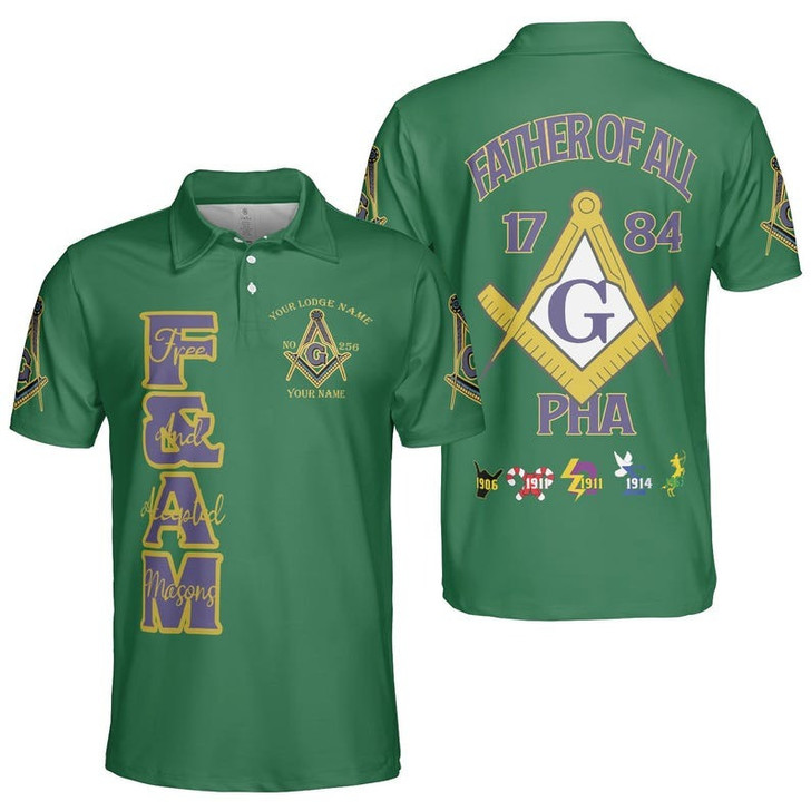 Personalized Lodge Name Prince Hall Mason Father Of All Freemason 3D Men's Polo Shirt S-5X