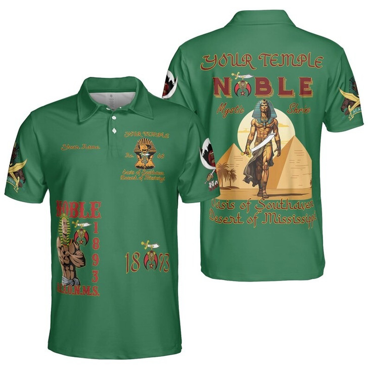 Custom Name Nobles 1893 Of The Mystic Shrine AEAONMS 3D Men's Polo Shirt S-5XL