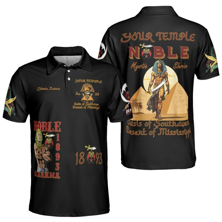 Custom Name Nobles 1893 Of The Mystic Shrine AEAONMS 3D Men's Polo Shirt S-5XL