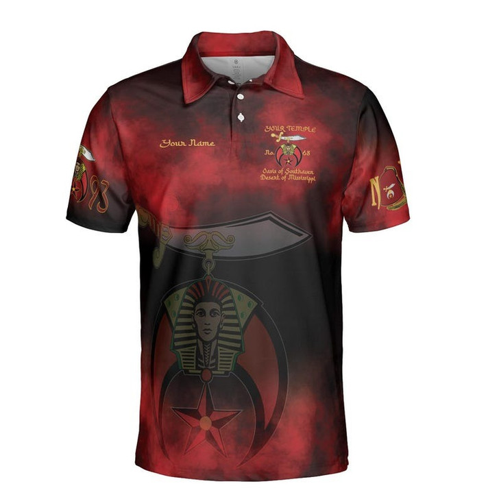 Custom Name Nobles 1893 Of The Mystic Shrine AEAONMS 3D Men's Polo Shirt S-5XL