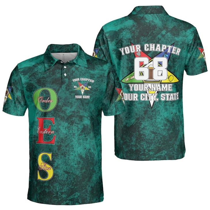 Custom Chapter OES Order of the Eastern Star Freemasonry 3D Men's Polo Shirt S-5XL