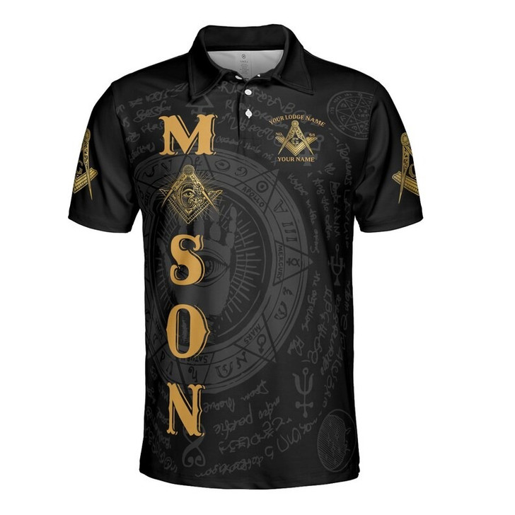 Custom Lodge Name Number Masonic Faith Hope Charity Freemasonry 3D Men's Polo Shirt S-5XL
