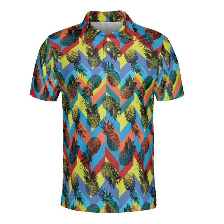 Funny Tropical seamless pattern with pineapples 3D Men's Polo Shirt S-5XL
