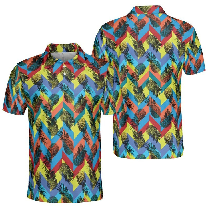 Funny Tropical seamless pattern with pineapples 3D Men's Polo Shirt S-5XL