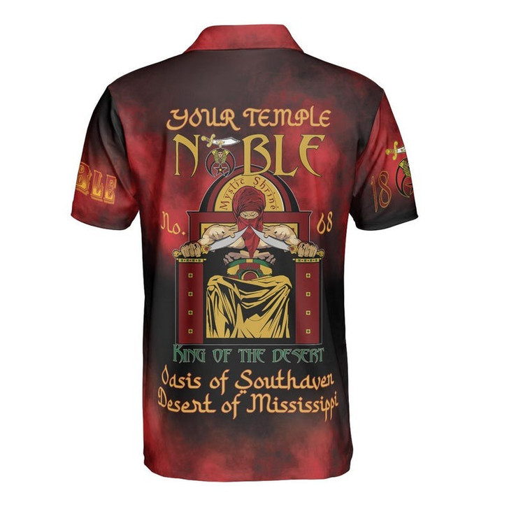 Custom Temple 1893 King of the Desert Shriners Noble Mystic Shrine 3D Men's Polo Shirt S-5XL