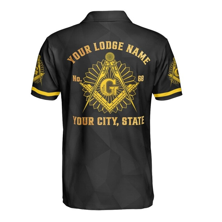 Custom Lodge Name Number F&AM Masonic Freemasonry 3D Men's Polo Shirt S-5XL