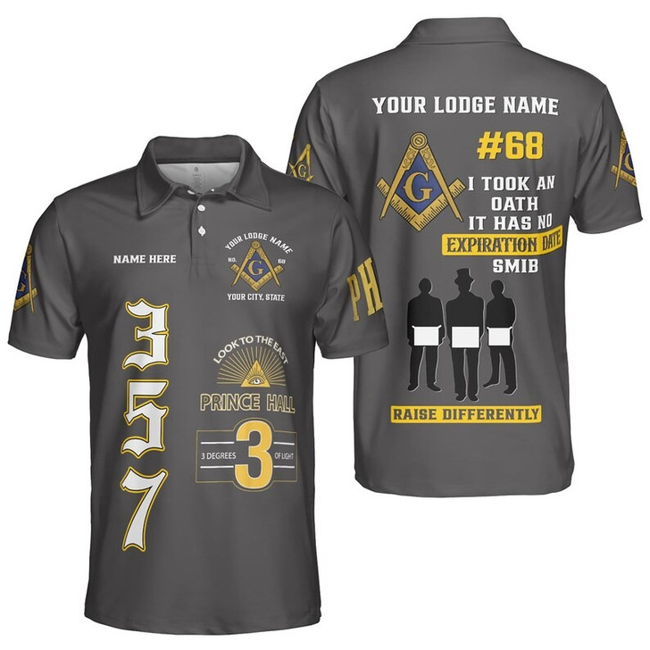 Personalized Name Freemasonry I Took An Oath Smib Prince Hall 3D Men's Polo Shirt S-5XL
