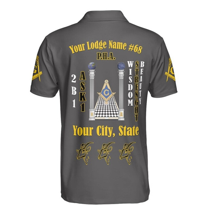 Personalized Lodge Name PHA Riding the Goat Freemasonry 3D Men's Polo Shirt S-5XL