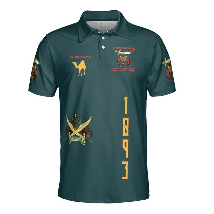 Custom Temple Nobles 1893 Pharaohs Of The Desert AEAONMS Mystic Shrine 3D Men's Polo Shirt S-5XL