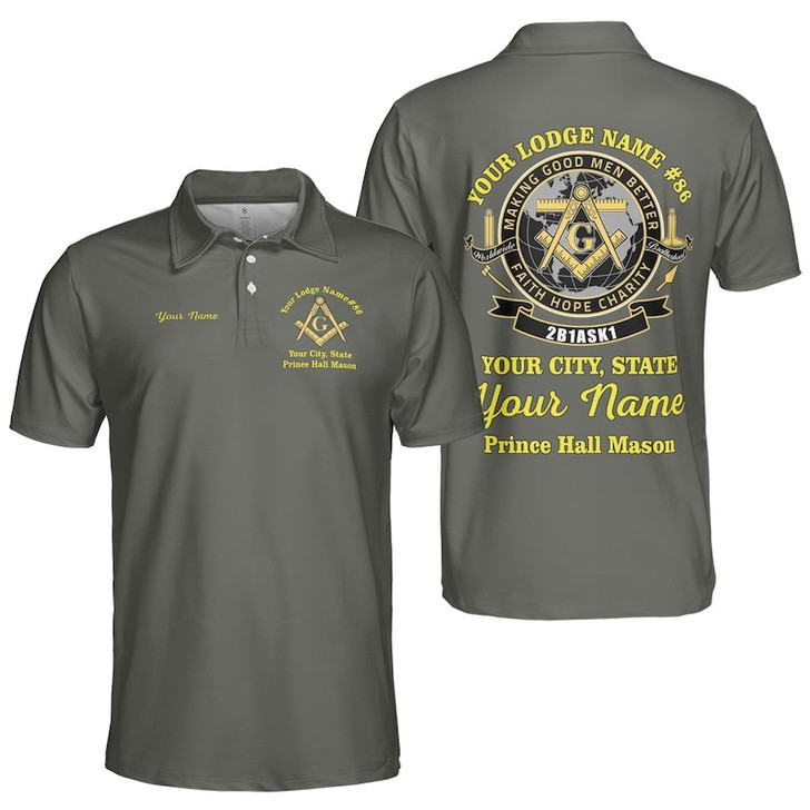 Personalized Name Prince Hall 2B1 ASK1 Making Good Men Better Freemasonry 3D Men's Polo Shirt S-5XL