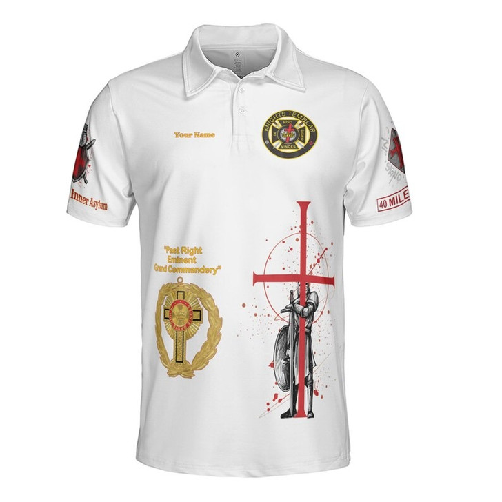 Customize Name Knights Templar Past Eminent Grand Commander 40 Miles Club Freemasonry 3D Men's Polo Shirt S-5XL