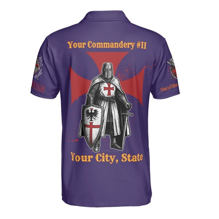 Customize Name Knights Templar Past Eminent Grand Commander 40 Miles Club Freemasonry 3D Men's Polo Shirt S-5XL