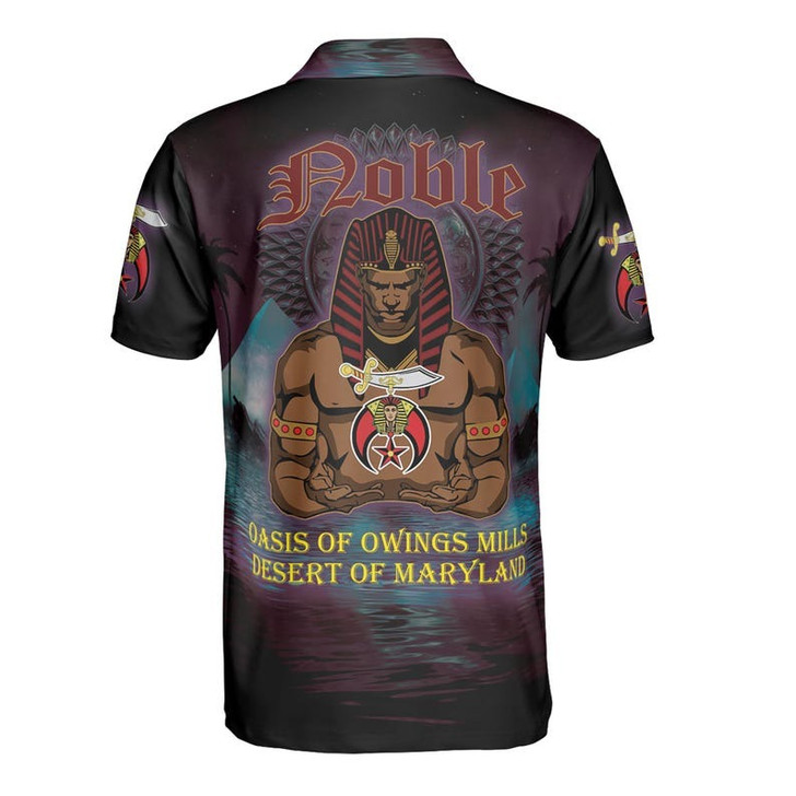 Custom Temple Freemason Noble Shriners in Egyptian pyramid futuristic landscape 3D Men's Polo Shirt S-5XL