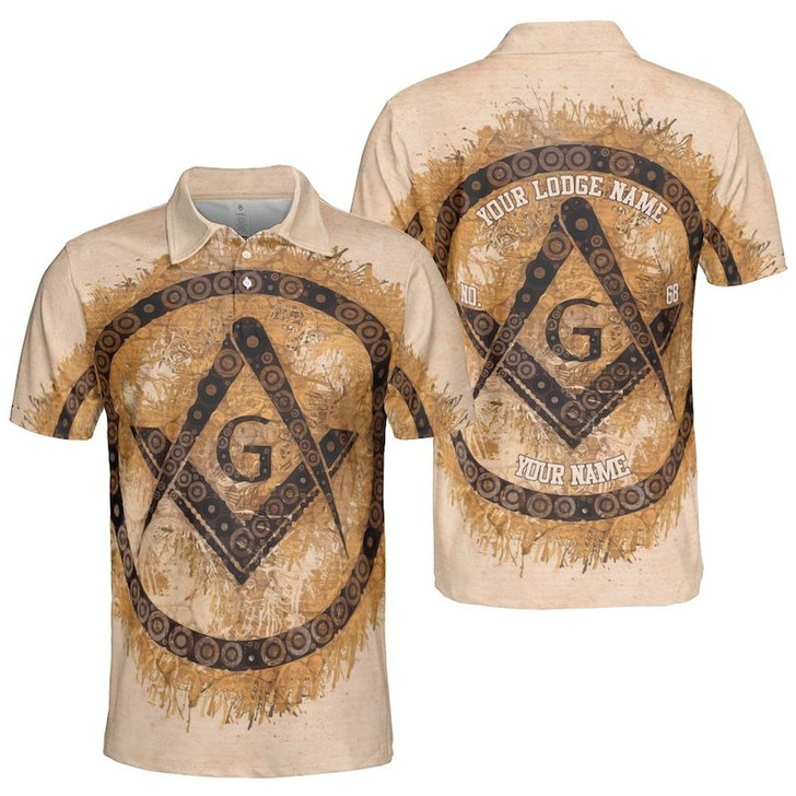 Personalized Lodge Name Freemason Square and Compass Mason 3D Men's Polo Shirt S-5XL