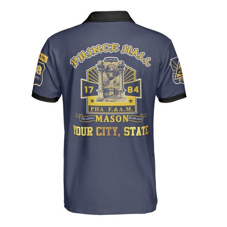 Custom Freemason Prince Hall 1784 PHA F&AM 3D Men's Polo Shirt S-5XL