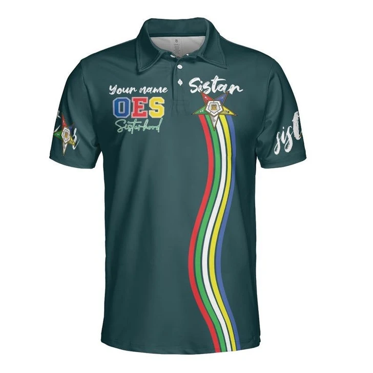 Customize Name, Chapter Name OES Order of The Eastern Star Sistar Freemason 3D Men's Polo Shirt S-5XL