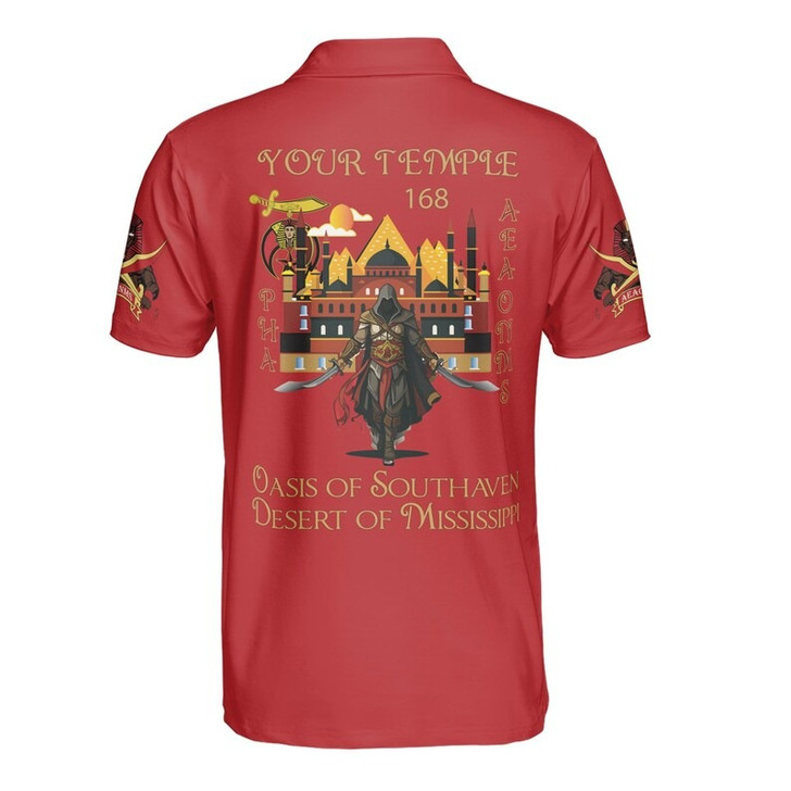 Custom Name Nobles 1893 Of The Mystic Shrine AEAONMS PHA Masonic 3D Men's Polo Shirt S-5XL
