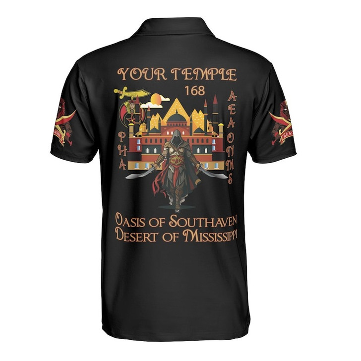 Custom Name Nobles 1893 Of The Mystic Shrine AEAONMS PHA Masonic 3D Men's Polo Shirt S-5XL