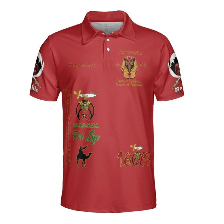 Custom Name Nobles 1893 Of The Mystic Shrine AEAONMS For Life 3D Men's Polo Shirt S-5XL