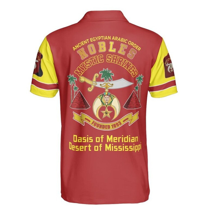 Custom Temple Name Shriners Nobles Anclient Egyptian Freemason 3D Men's Polo Shirt S-5XL
