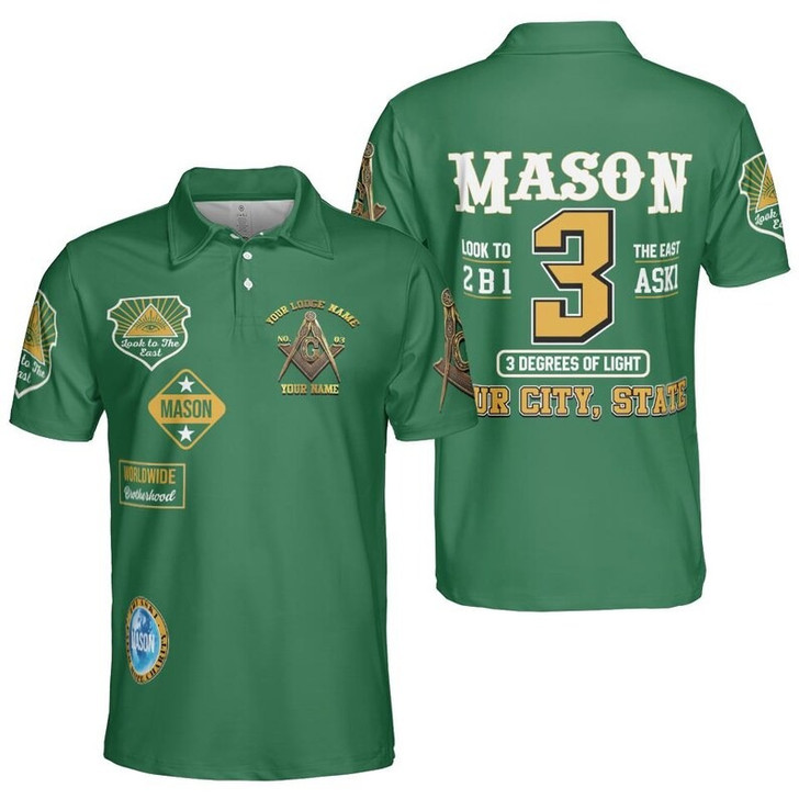 Custom Look To The East Mason Brotherhood 3D Men's Polo Shirt S-5XL