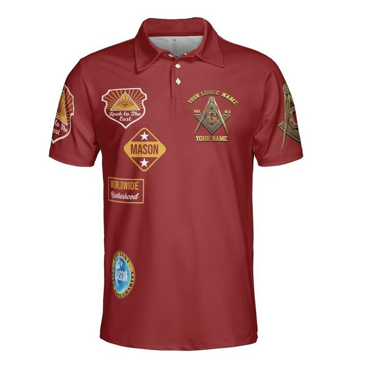 Custom Look To The East Mason Brotherhood 3D Men's Polo Shirt S-5XL