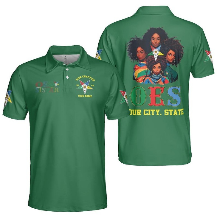 Custom Name OES Sistar Order Of The Eastern Star 3D Men's Polo Shirt S-5XL