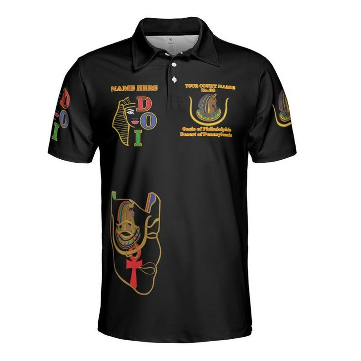 Custom Name DOI Daughters Of Isis Orange Queen Shriners Aeaonms 3D Men's Polo Shirt S-5XL