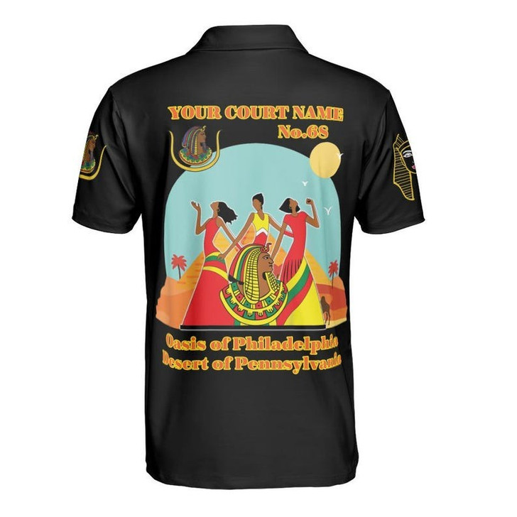 Custom Name DOI Daughters Of Isis Orange Queen Shriners Aeaonms 3D Men's Polo Shirt S-5XL
