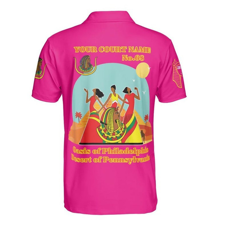 Custom Name DOI Daughters Of Isis Orange Queen Shriners Aeaonms 3D Men's Polo Shirt S-5XL