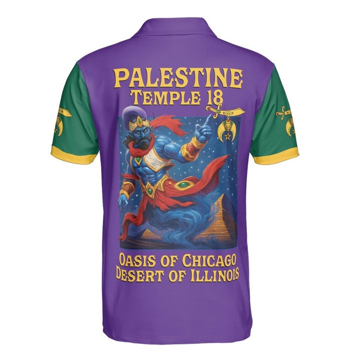 Custom Temple Name Nobles 1983 AEAONMS Starry Desert Night Mystic Shrine Freemasonry 3D Men's Polo Shirt S-5XL