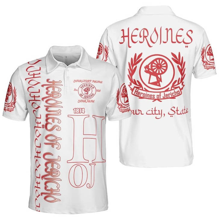 Custom Name Heroines Of Jericho Masonic Lodge HOJ 3D Men's Polo Shirt S-5XL