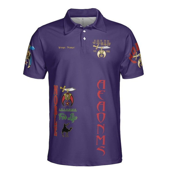 Custom Temple Name Nobles Mystic Shrine AEAONMS Warrior Freemasonry 3D Men's Polo Shirt S-5XL