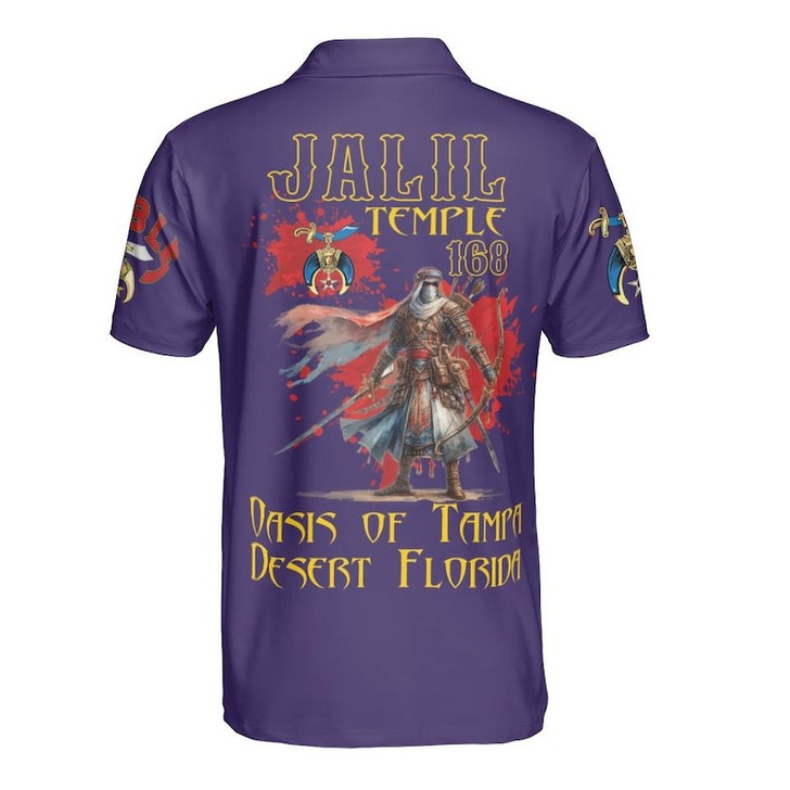 Custom Temple Name Nobles Mystic Shrine AEAONMS Warrior Freemasonry 3D Men's Polo Shirt S-5XL