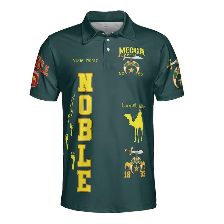Personalized Temple Name Nobles Mystic Shrine AEAONMS Camel Walking Freemasonry 3D Men's Polo Shirt S-5XL