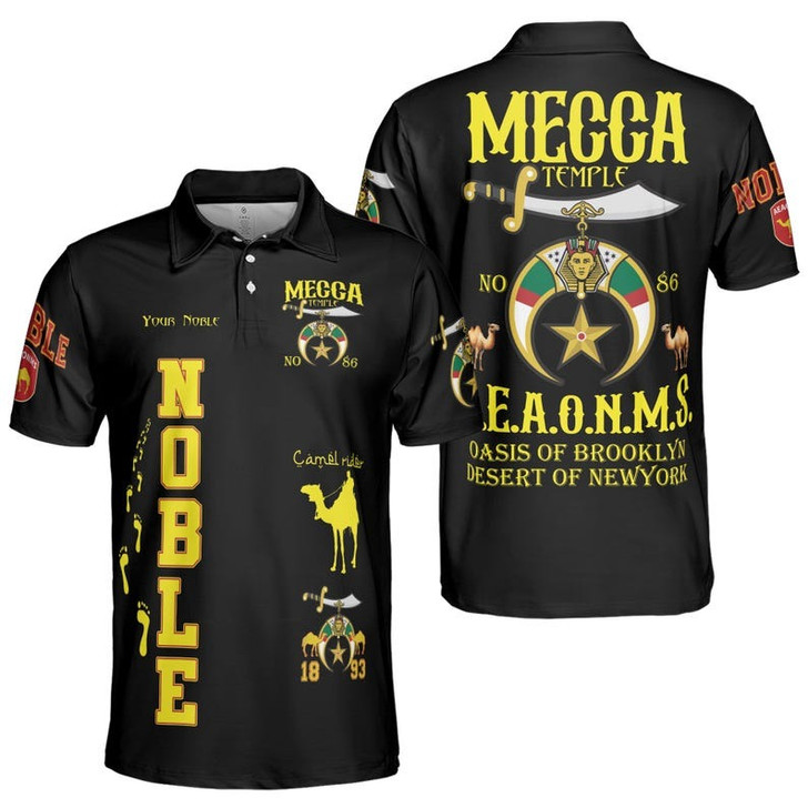 Personalized Temple Name Nobles Mystic Shrine AEAONMS Camel Walking Freemasonry 3D Men's Polo Shirt S-5XL