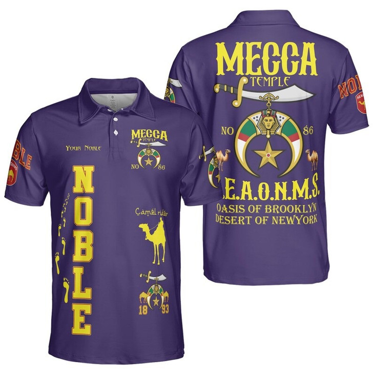 Personalized Temple Name Nobles Mystic Shrine AEAONMS Camel Walking Freemasonry 3D Men's Polo Shirt S-5XL